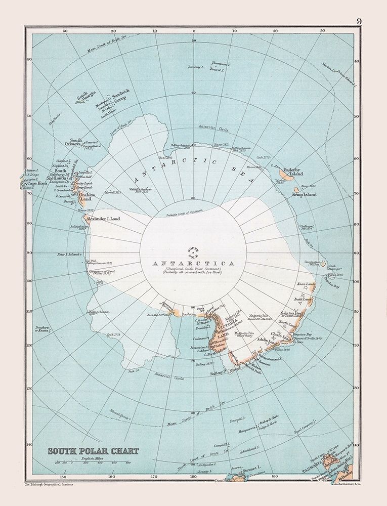 Antarctica - Bartholomew 1892 art print by Bartholomew for $57.95 CAD