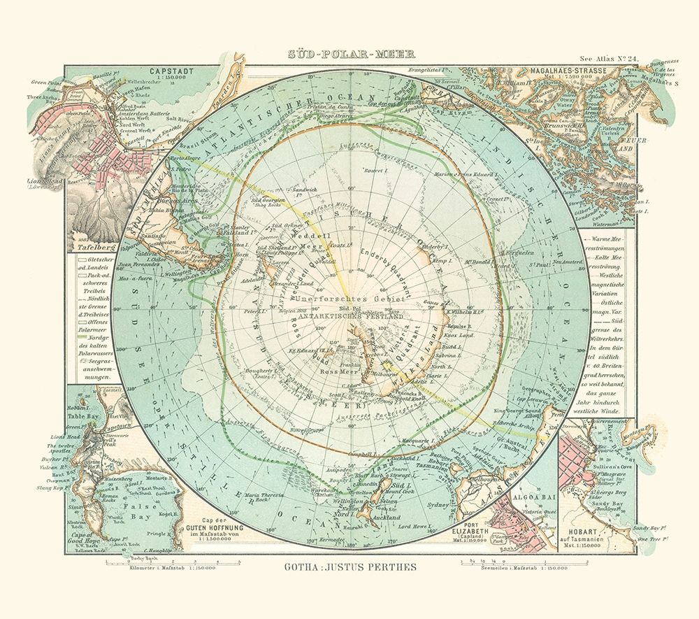 Antarctic Ocean - Perthes 1914 art print by Perthes for $57.95 CAD
