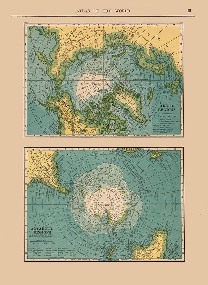 Arctic Antarctic Regions - Hammond 1910 art print by Hammond for $57.95 CAD