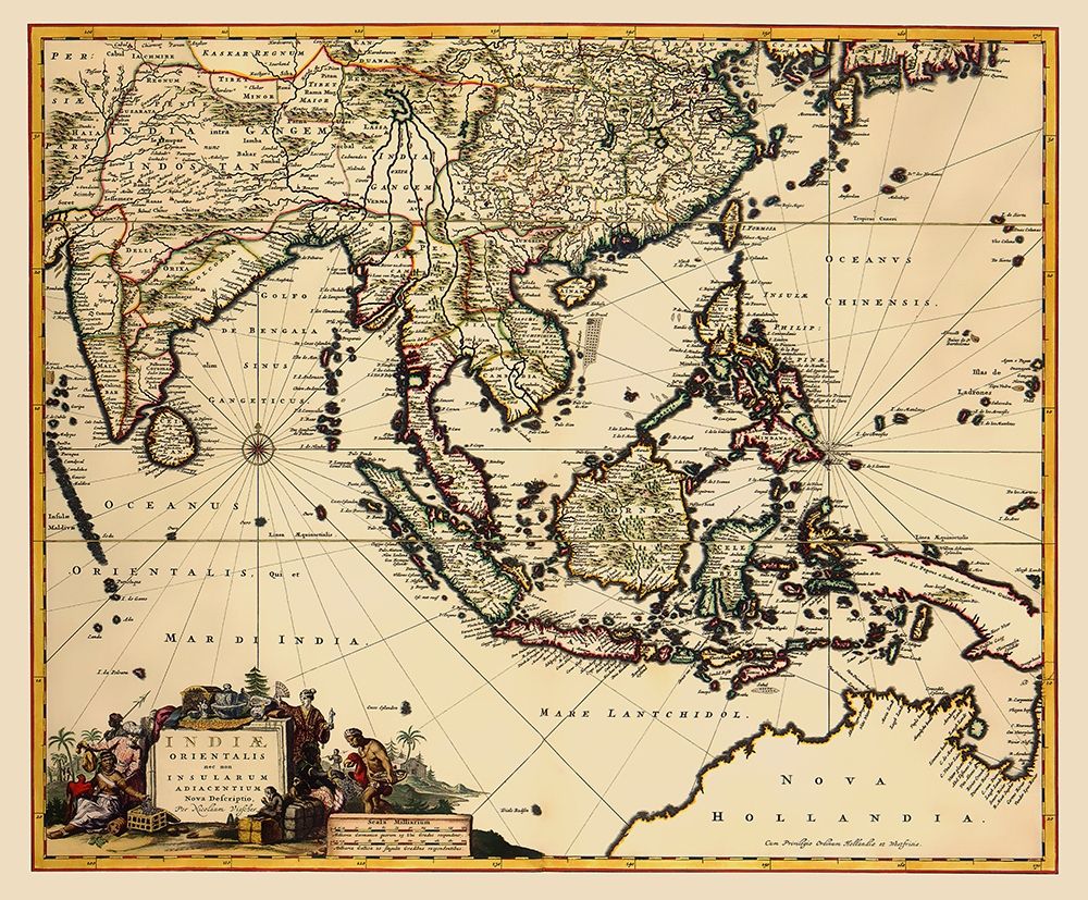 Southeast Asia with Oceania - Visscher 1681 art print by Visscher for $57.95 CAD