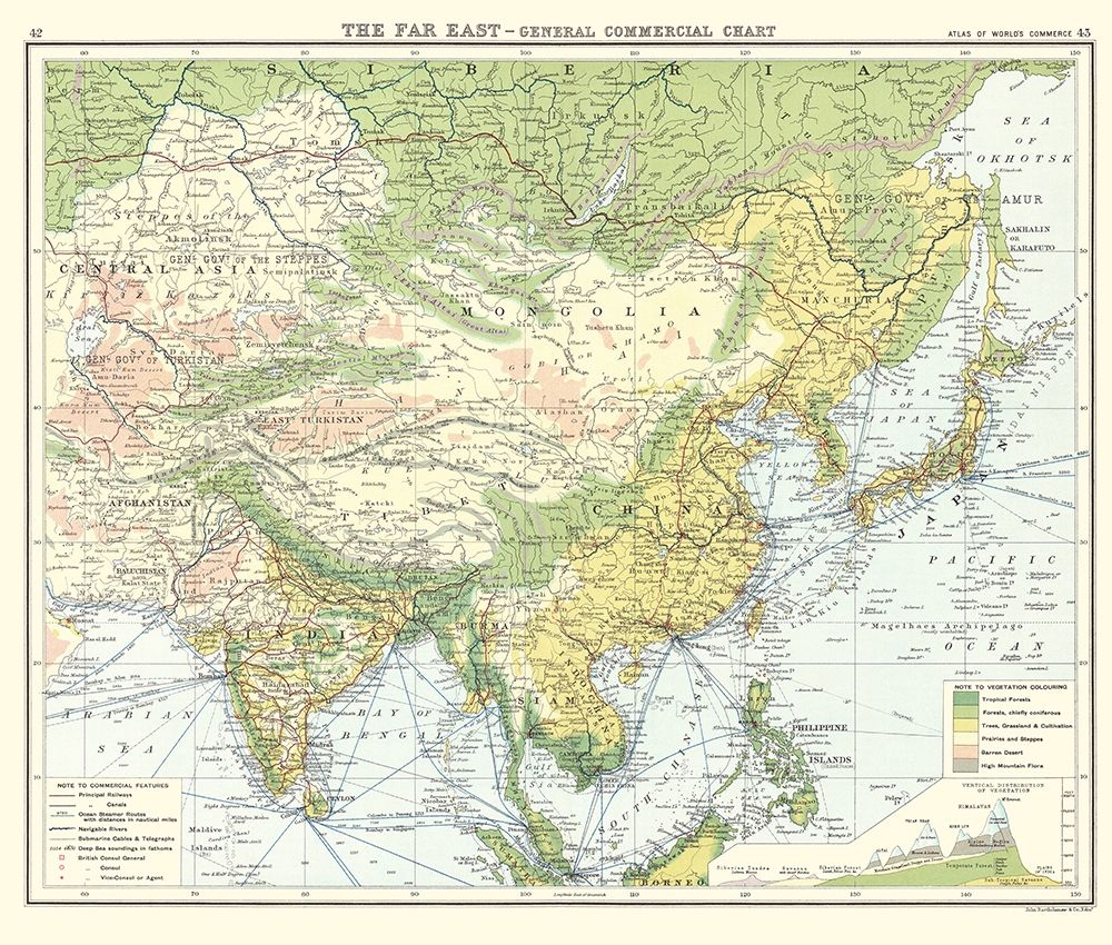 Asia Far East General Commercial Chart art print by Newnes for $57.95 CAD