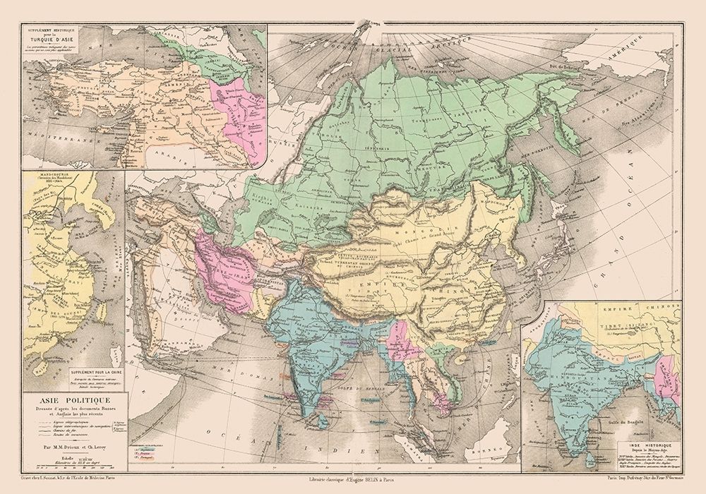 Political of Asia - Drioux 1882 art print by Drioux for $57.95 CAD