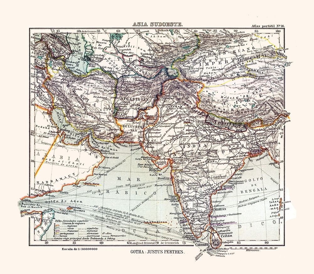 Southwest Asia - Perthes 1921 art print by Perthes for $57.95 CAD