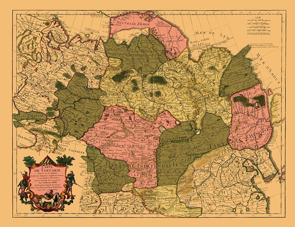Asia Tartary Siberia - De Lisle 1706 art print by De L isle for $57.95 CAD