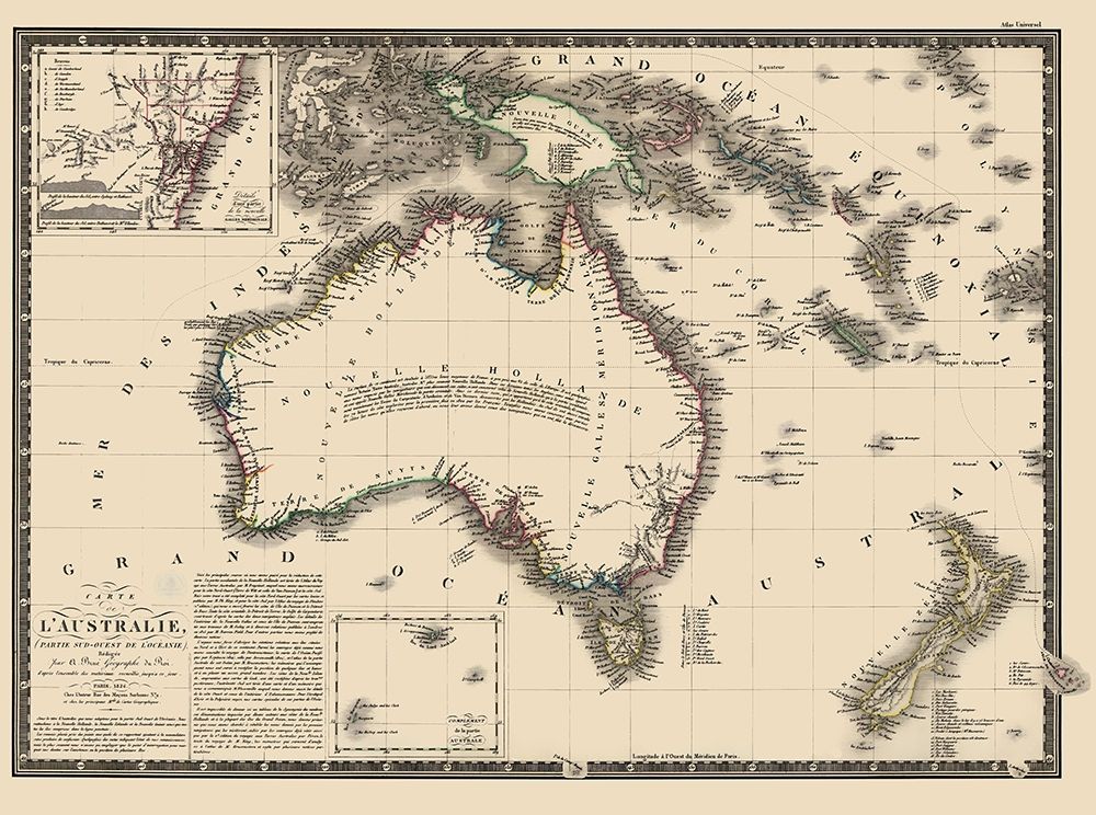 Australia Oceania - Brue 1826 art print by Brue for $57.95 CAD