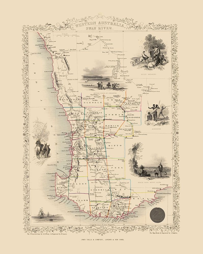West Part Australia - Tallis 1851 art print by Tallis for $57.95 CAD