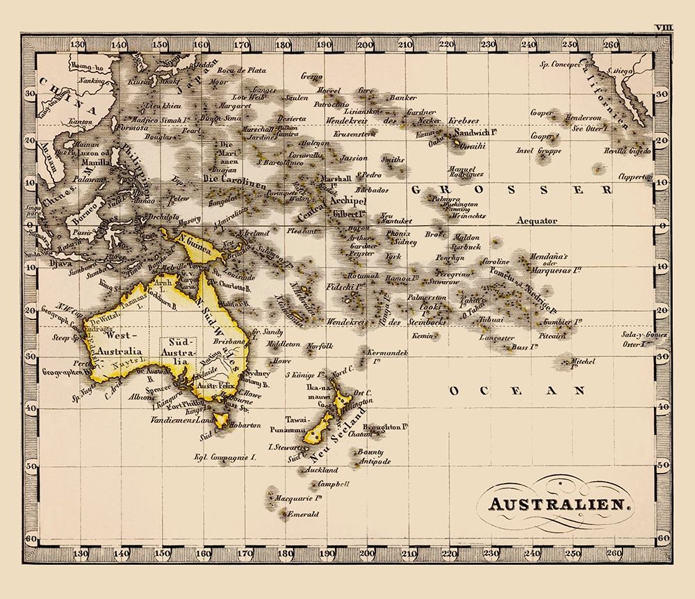 Australia Oceania - Stieler 1852 art print by Stieler for $57.95 CAD