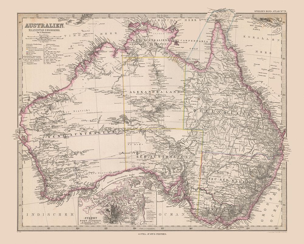 Australia - Stieler  1885 art print by Stieler for $57.95 CAD