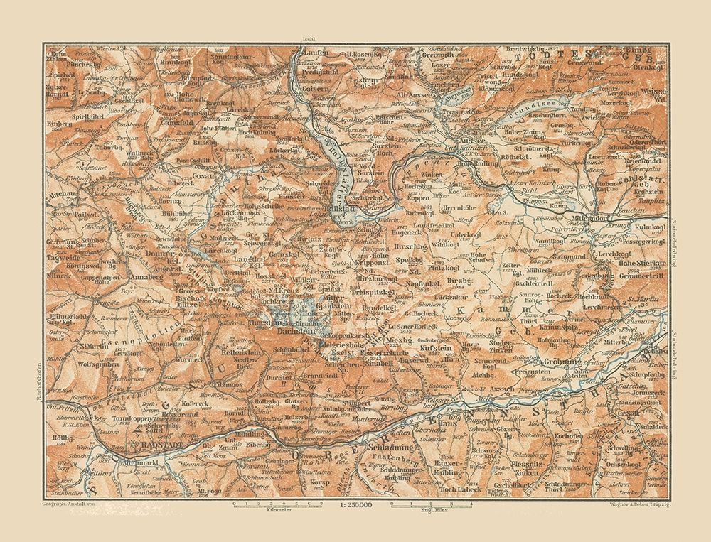 Dachstein Region Austria - Baedeker 1910 art print by Baedeker for $57.95 CAD