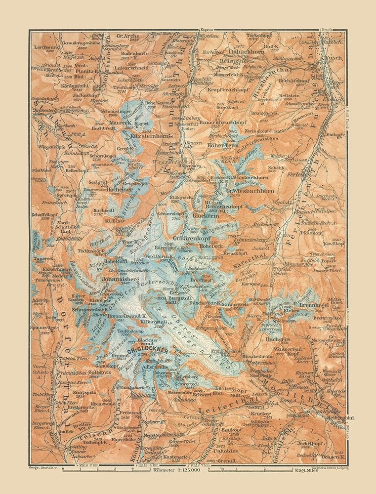 Glockner Barenkopf Region Austria - Baedeker 1910 art print by Baedeker for $57.95 CAD