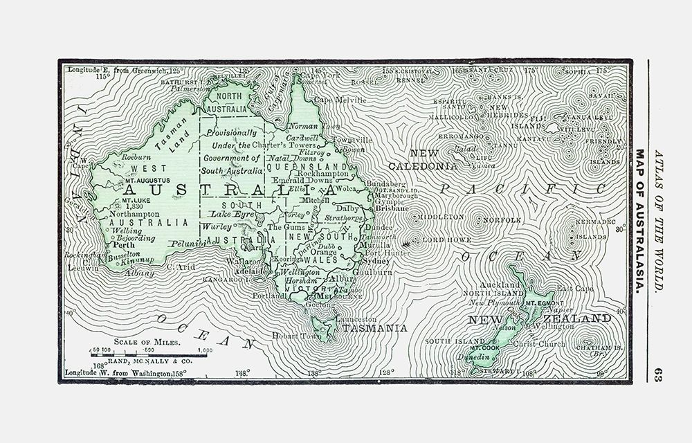 Australia New Zealand - Rand McNally 1886 art print by Rand McNally for $57.95 CAD