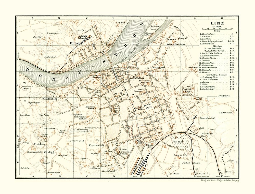 Linz Austria - Baedeker 1896 art print by Baedeker for $57.95 CAD