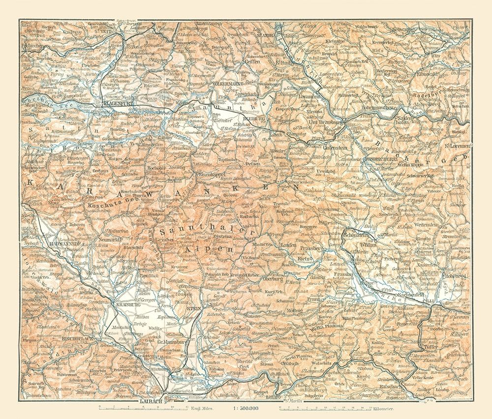 Karawanken Region Austria - Baedeker 1896 art print by Baedeker for $57.95 CAD