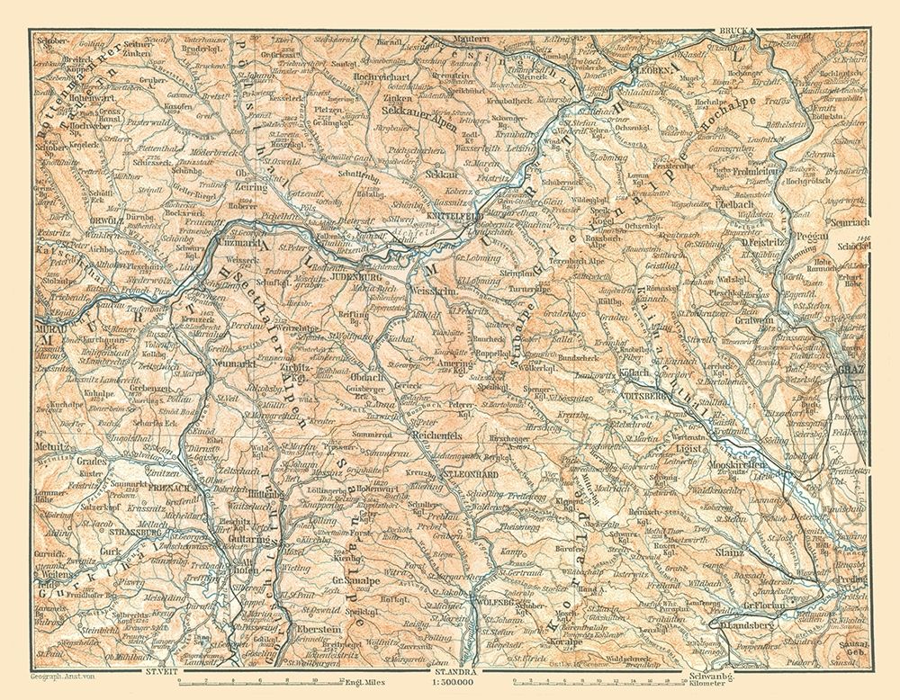 Murthal Region Austria - Baedeker 1896 art print by Baedeker for $57.95 CAD