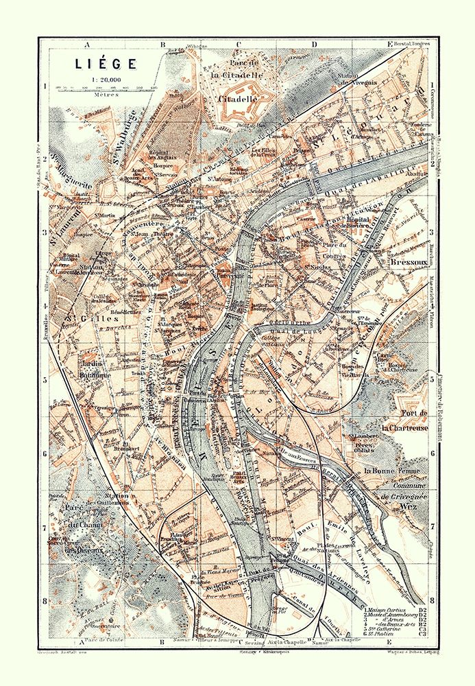 Liege Belgium Europe - Baedeker 1910 art print by Baedeker for $57.95 CAD