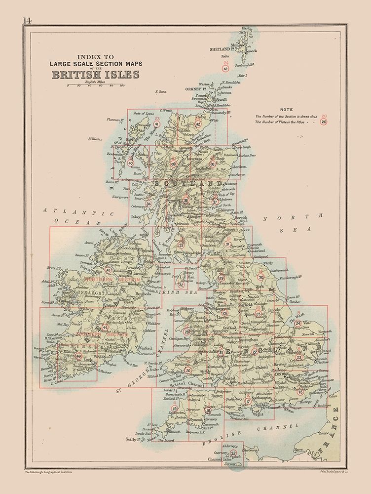 British Isles - Bartholomew 1892 art print by Bartholomew for $57.95 CAD