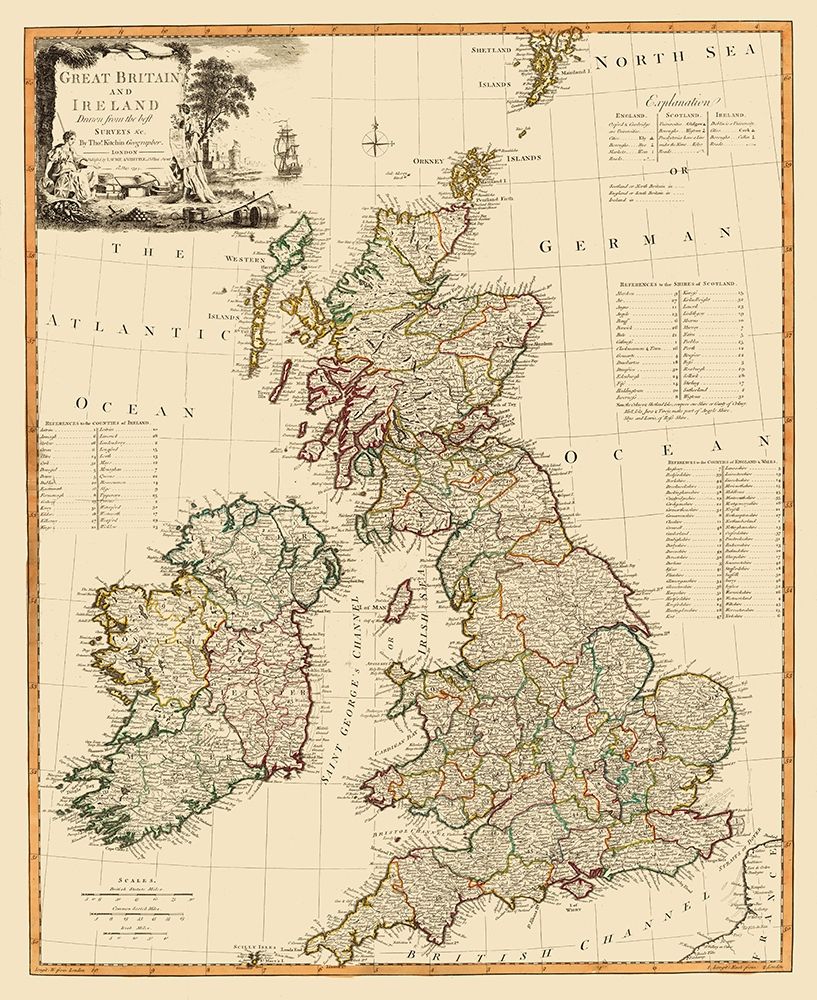 Ireland England Scotland Wales  - Laurie 1794 art print by Laurie for $57.95 CAD