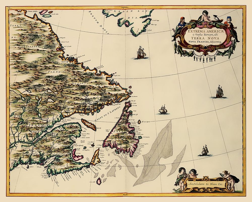 Atlantic Coast Canada - Blaeu 1662 art print by Blaeu for $57.95 CAD