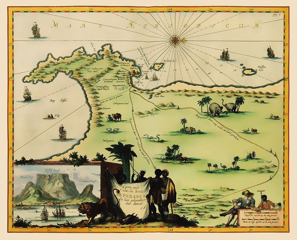 Cape of Good Hope South Africa - Nieuhoff 1682 art print by Nieuhoff for $57.95 CAD