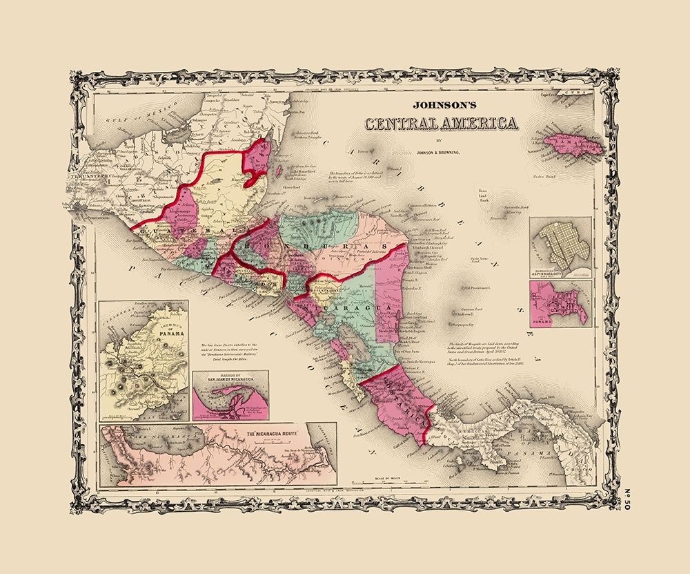Central America - Johnson 1860 art print by Johnson for $57.95 CAD