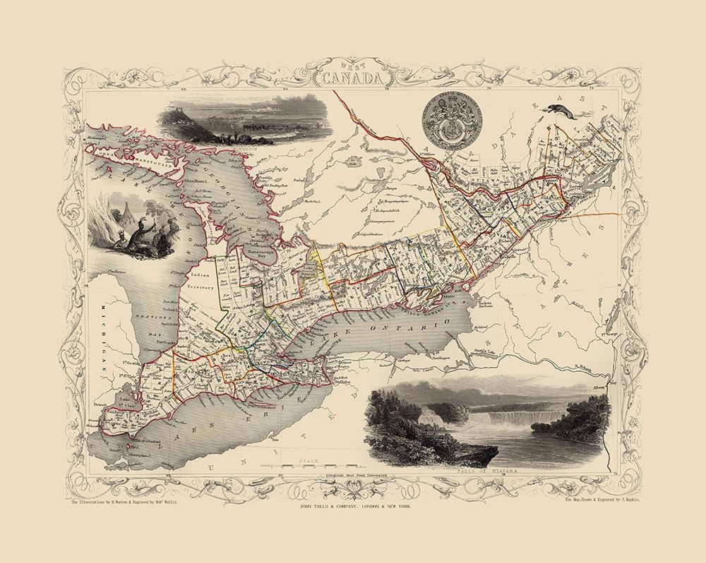 Great Lakes Canada - Tallis 1851 art print by Tallis for $57.95 CAD