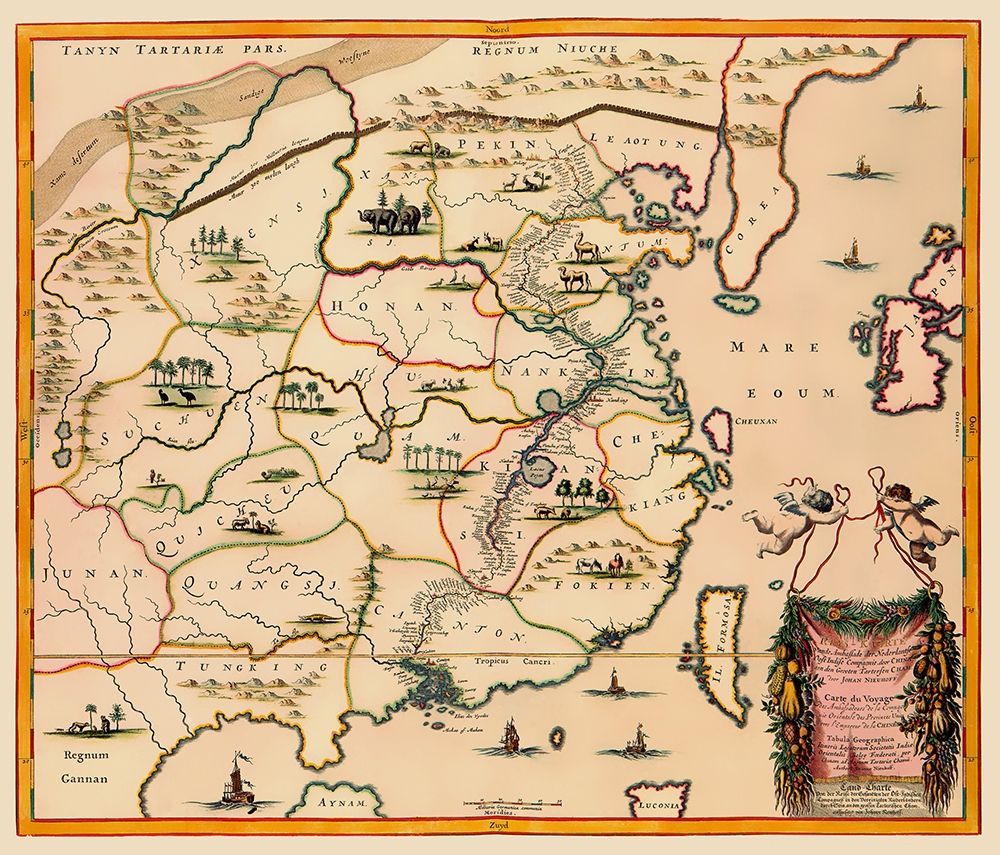 Travel Route China - Nieuhoff 1655 art print by Nieuhoff for $57.95 CAD