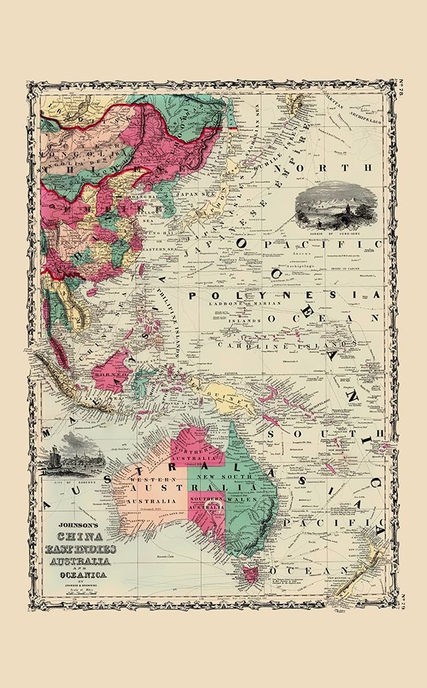 East Indies China Australia Oceanica - Johnson art print by Johnson for $57.95 CAD