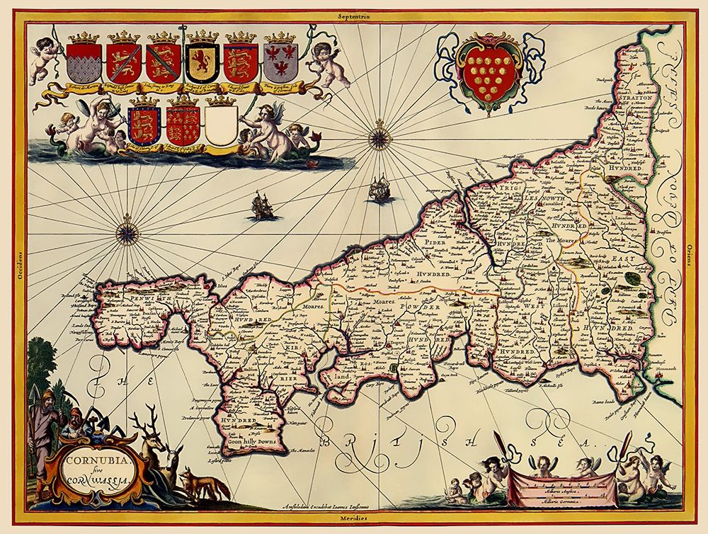 Cornwall County England - Jansson 1646 art print by Jansson for $57.95 CAD
