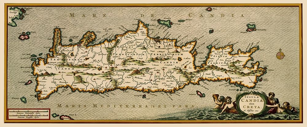 Crete Greece - Visscher 1680 art print by Visscher for $57.95 CAD