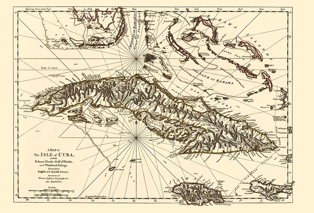 Gulf of Florida United States Bahama Islands Cuba art print by Jeffreys for $57.95 CAD