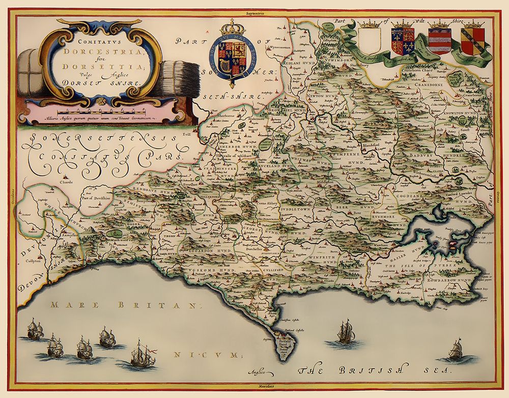 Dorset County England - Blaeu 1646 art print by Blaeu for $57.95 CAD