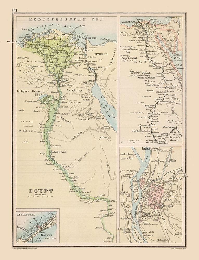 Africa Egypt - Bartholomew 1892 art print by Bartholomew for $57.95 CAD