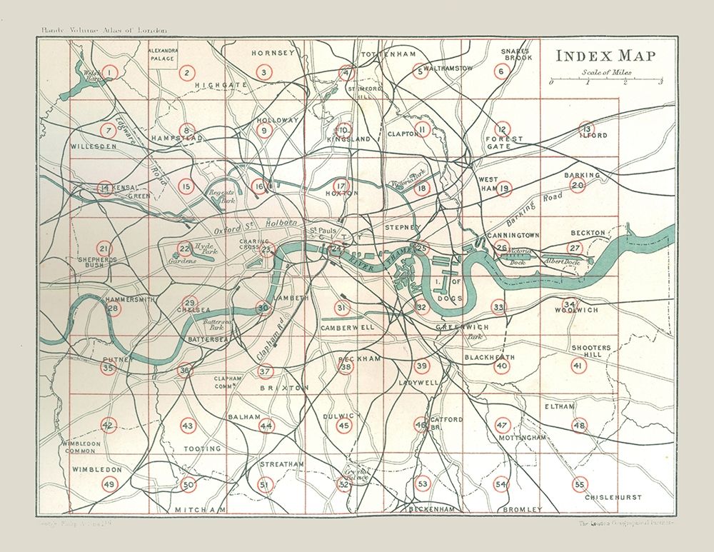 Index Atlas of London England - Philip 1902 art print by Philip for $57.95 CAD