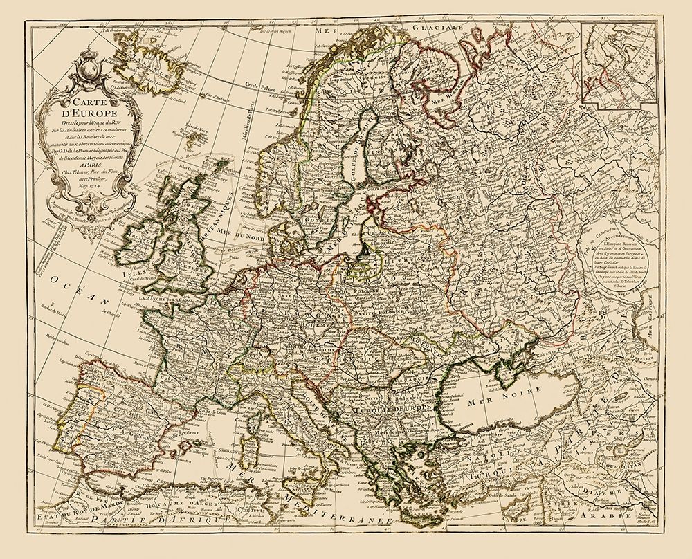 Europe - De Lisle 1731 art print by De L isle for $57.95 CAD