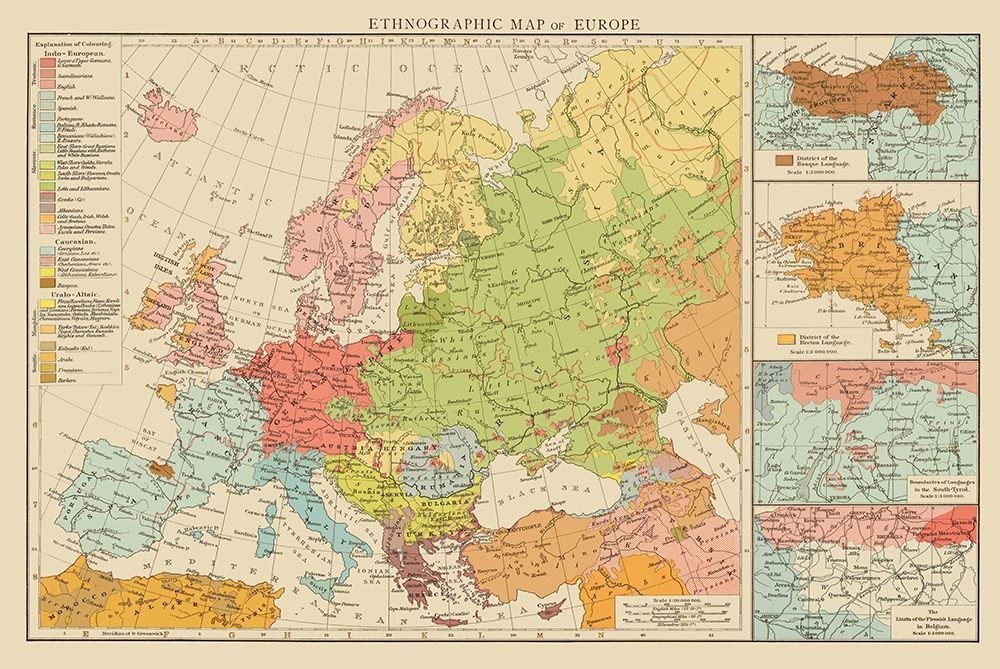 Ethnic Distribution of Europe - Times London 1895 art print by Times London for $57.95 CAD