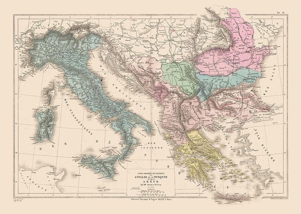 Europe Italy Turkey Greece - Drioux 1882 art print by Drioux for $57.95 CAD
