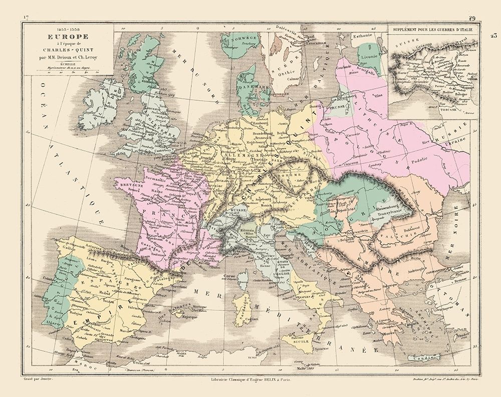 Europe 1453 to 1558 - Drioux 1882 art print by Drioux for $57.95 CAD