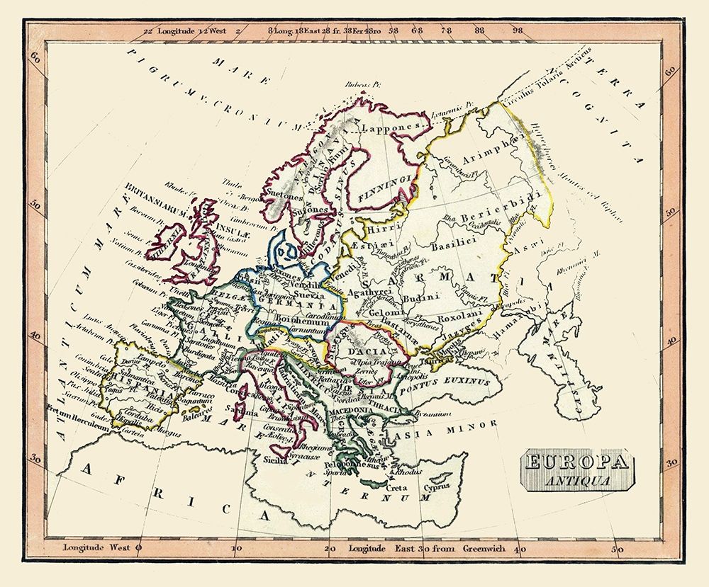 Ancient Europe - Fenner 1830 art print by Fenner for $57.95 CAD