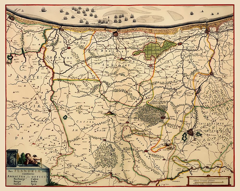 Benelux Flanders Region Belgium - Visscher 1680 art print by Visscher for $57.95 CAD