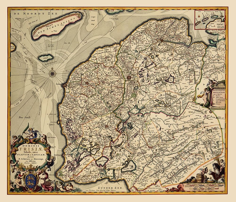Friesland Province Netherlands - Visscher 1680 art print by Visscher for $57.95 CAD