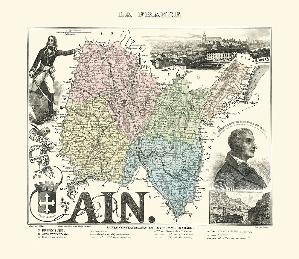 Ain Region France - Migeon 1869 art print by Migeon for $57.95 CAD