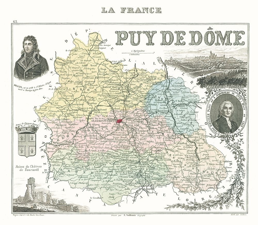 Puy de Dome Department France - Migeon 1869 art print by Migeon for $57.95 CAD