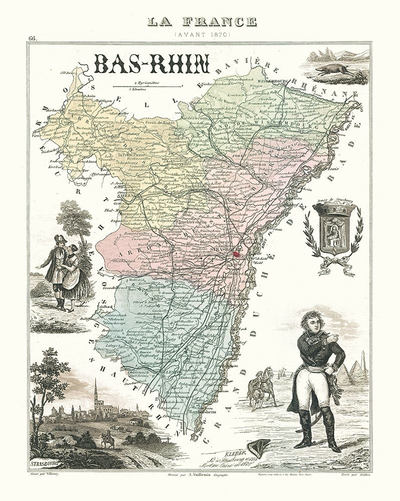 Bas Rhin Department France - Migeon 1869 art print by Migeon for $57.95 CAD
