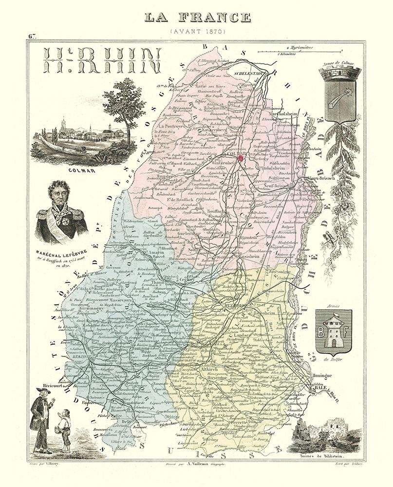 Haut Rhin Department France - Migeon 1869 art print by Migeon for $57.95 CAD