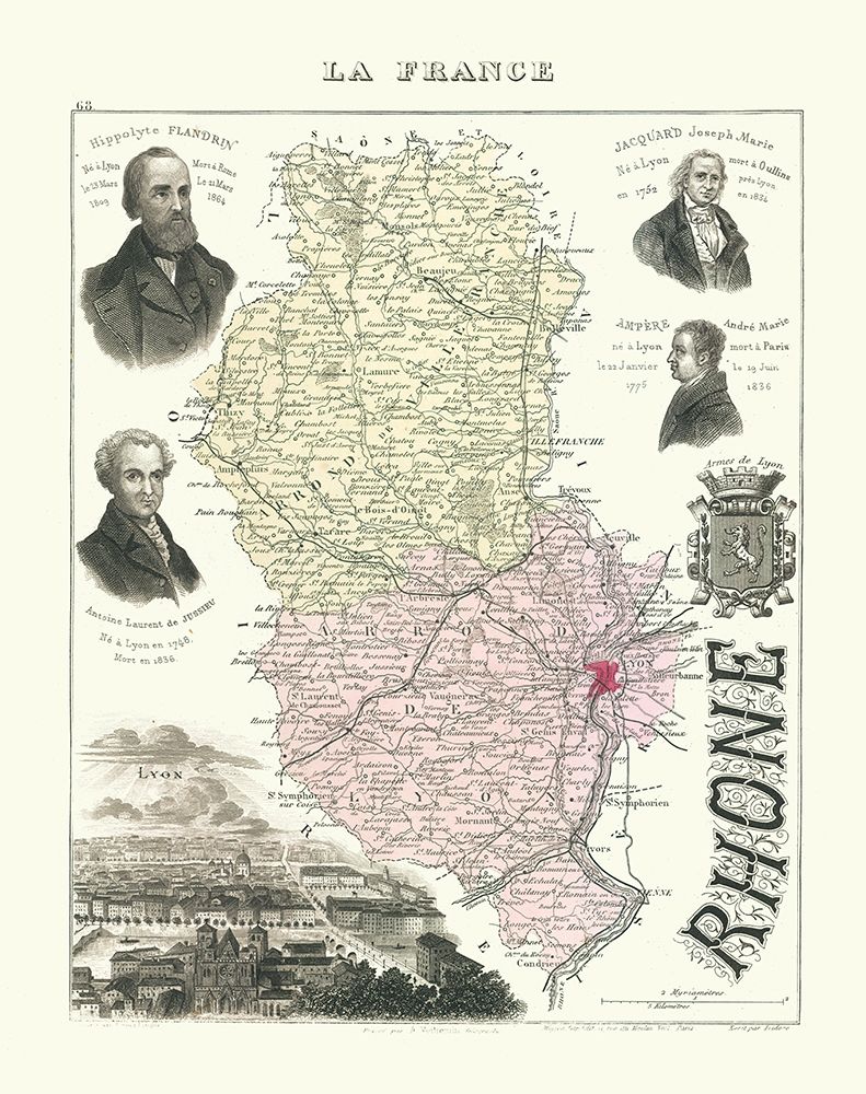 Rhone Department France - Migeon 1869 art print by Migeon for $57.95 CAD