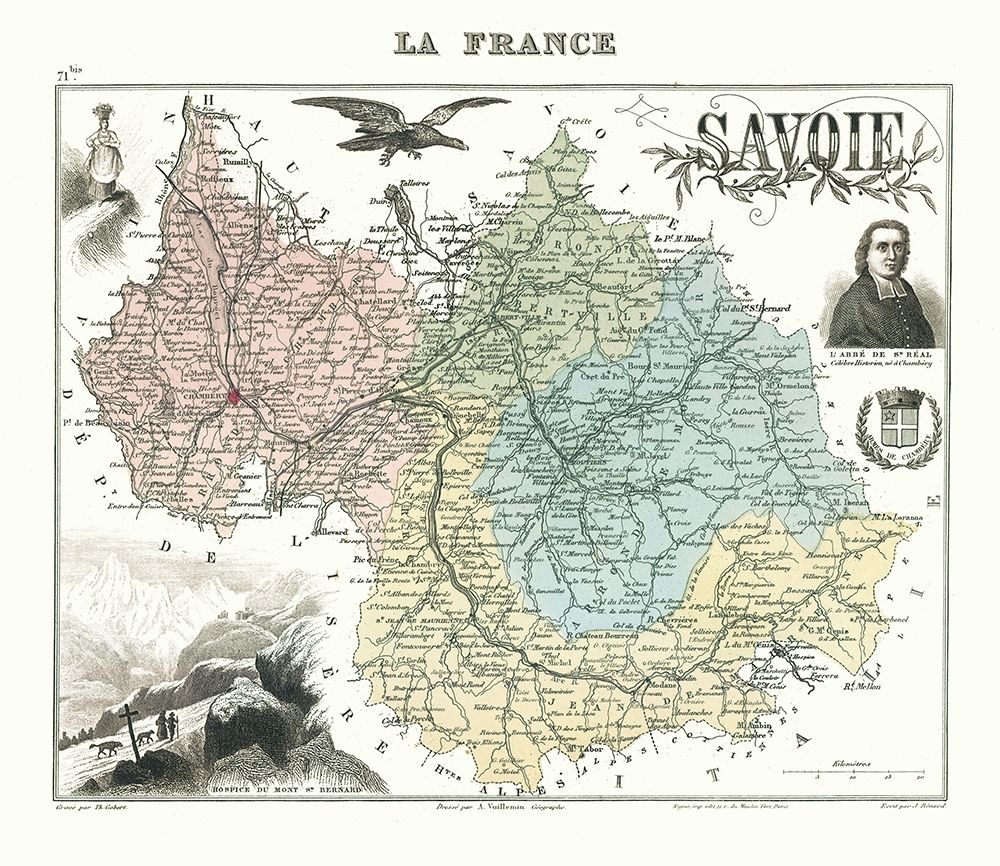 Savoie Department France - Migeon 1869 art print by Migeon for $57.95 CAD