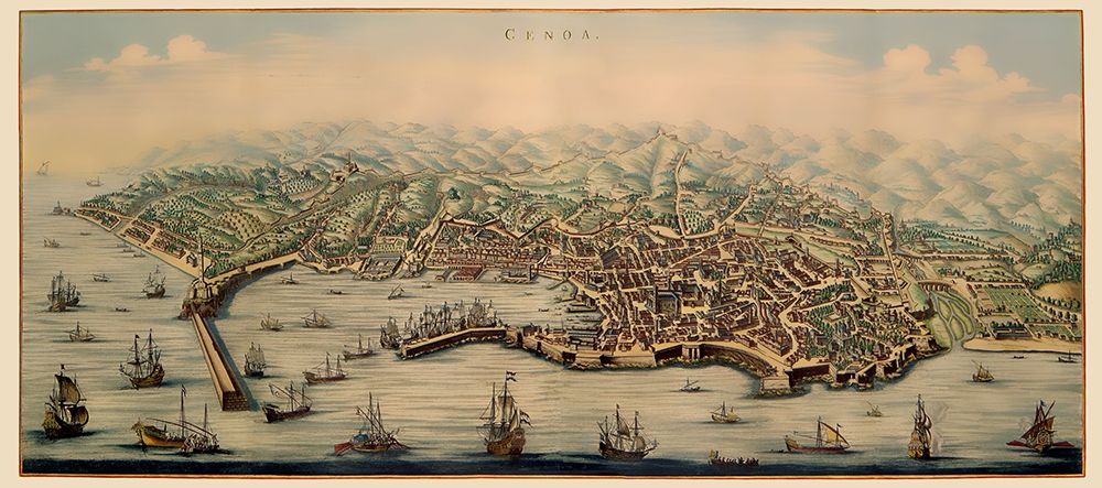 Genoa Panoramic Italy - Mortier 1704 art print by Mortier for $57.95 CAD