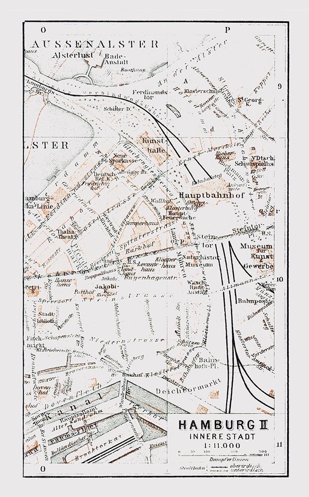 Hamburg Inner City Germany - Baedeker 1914 art print by Baedeker for $57.95 CAD