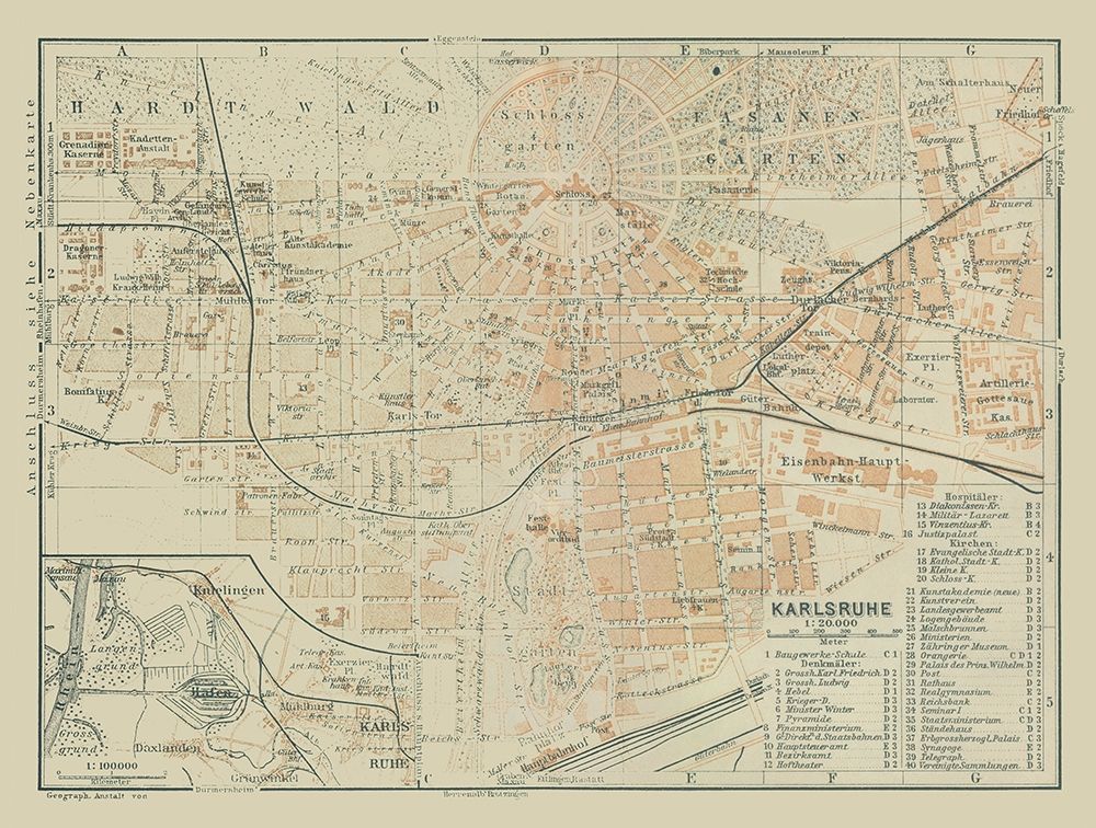 Karlsruhe Germany - Baedeker 1914 art print by Baedeker for $57.95 CAD