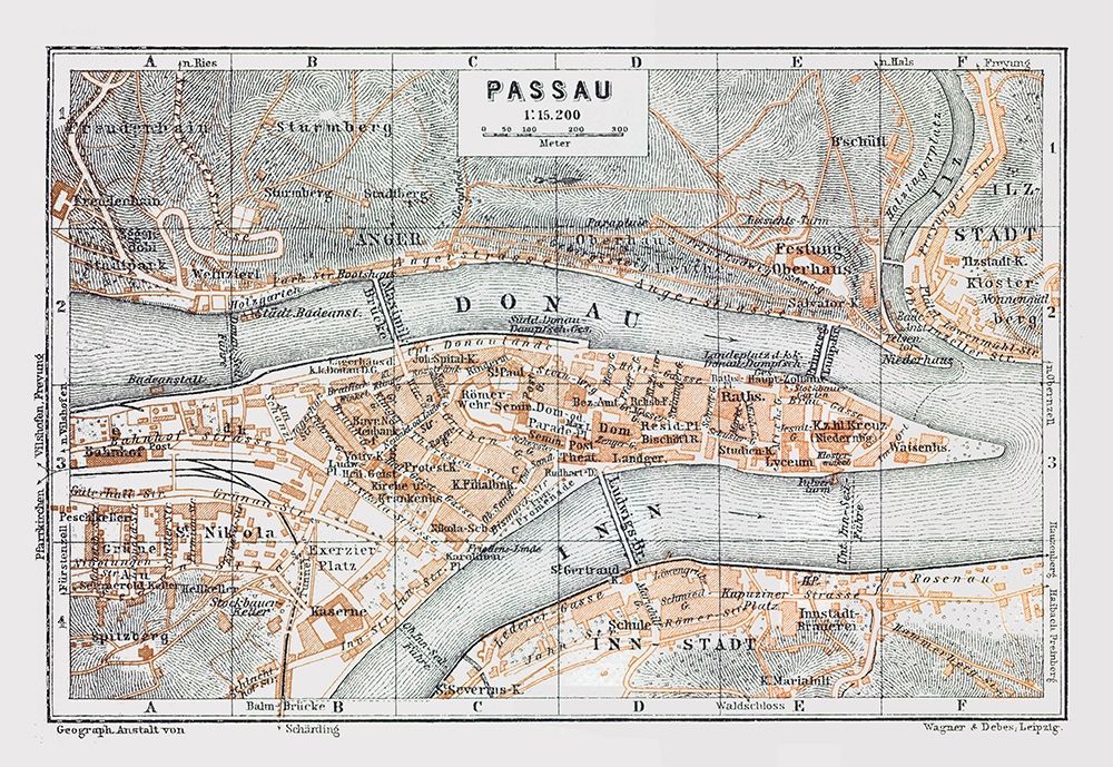 Passau Germany - Baedeker 1914 art print by Baedeker for $57.95 CAD